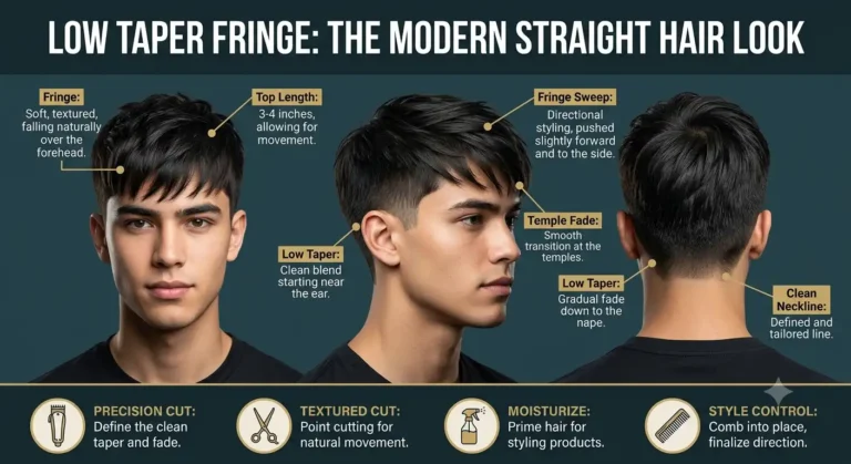 Low Taper Fringe Straight Hair