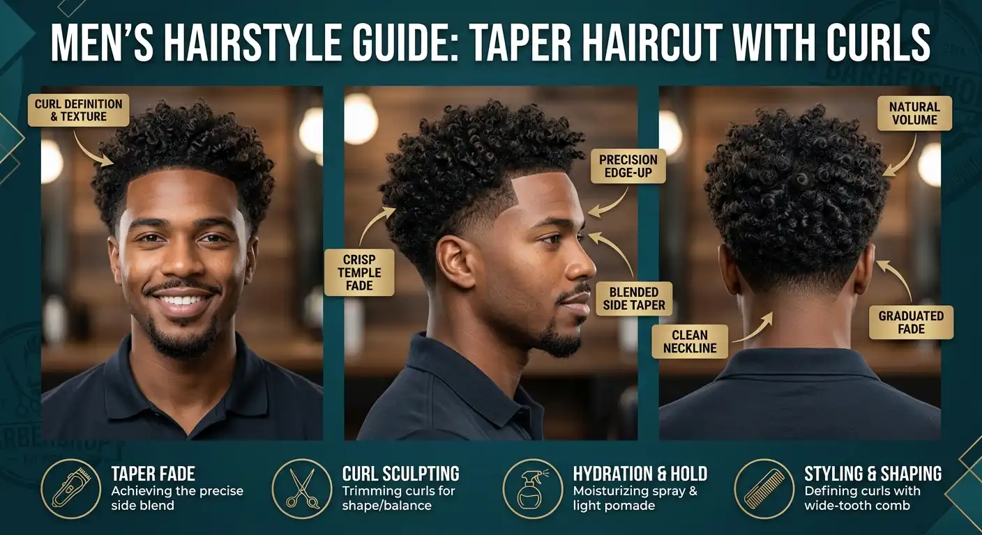 taper haircut with curls