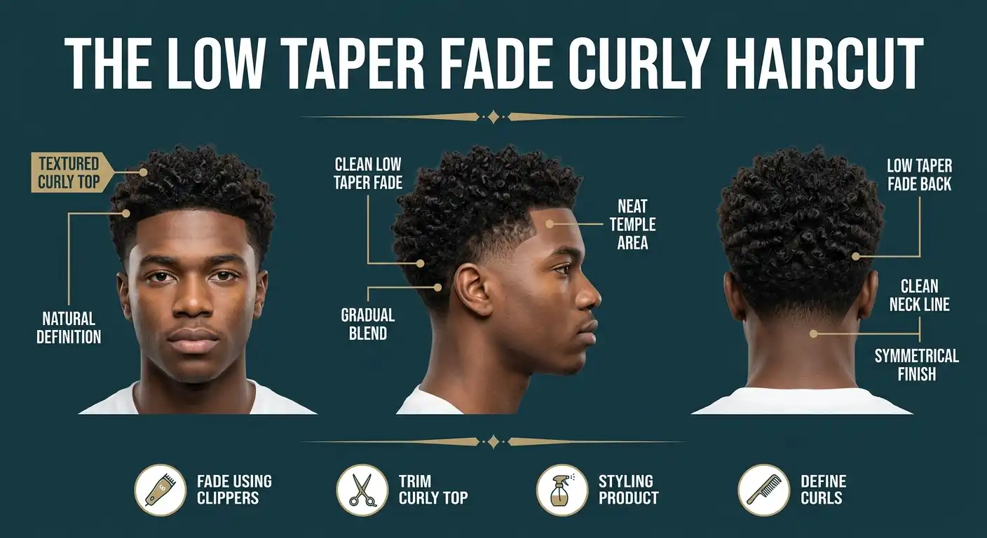 low taper fade curly hair black image
