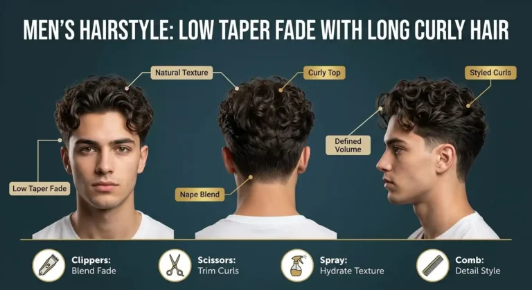 low taper fade long curly hair image