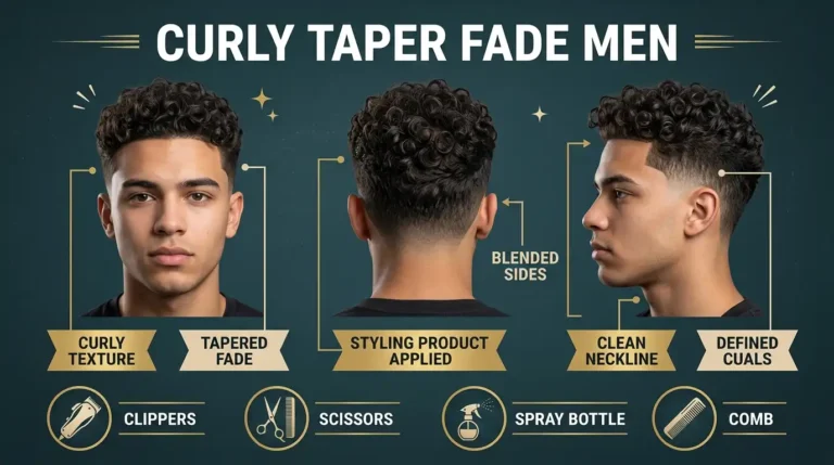 curly taper fade men image