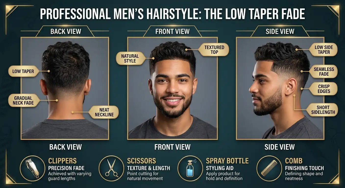 haircut for men low taper image